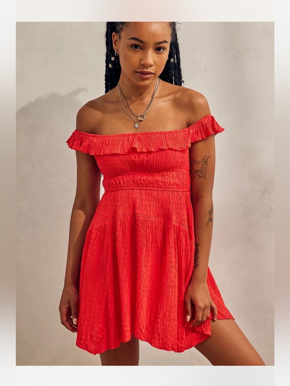 Urban Outfitters Aubrey Off-Shoulder Mini Dress Womens Size Small